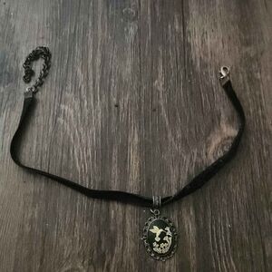 Black Velvet Choker with Floral Pendant